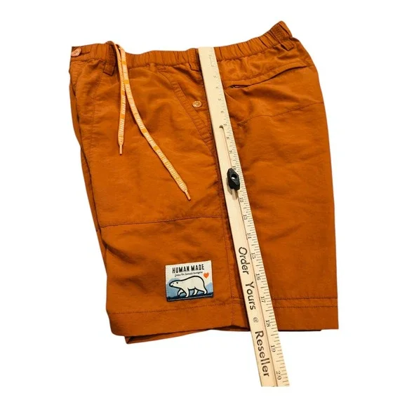 HUMAN MADE Polar Bear Graphic Shorts Orange Drawstring Button Fly Men's L